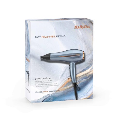BaByliss D251PE Demin Luxe Ionos hajszárító, HTDC motor, 2200W, kék