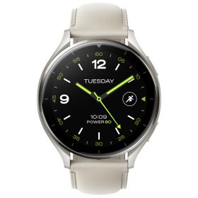   Xiaomi Watch 2 Titan Gray Case With White Leather Strap / BHR9306GL