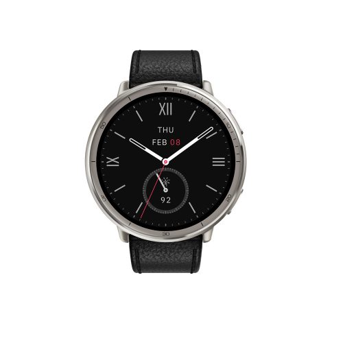 Amazfit Active 2 NFC (Round) Black Leather + Red Silicone strap