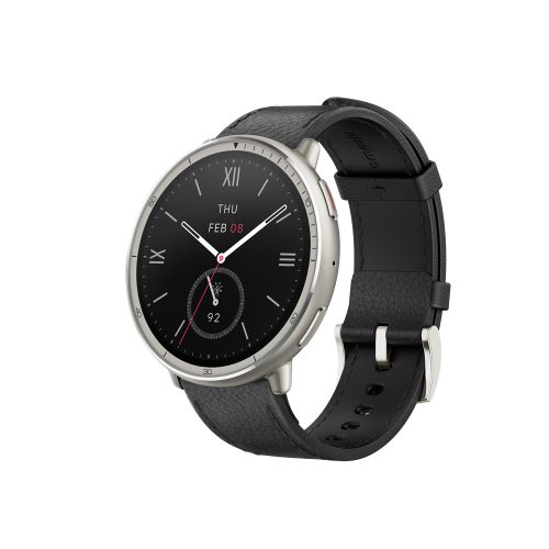 Amazfit Active 2 NFC (Round) Black Leather + Red Silicone strap