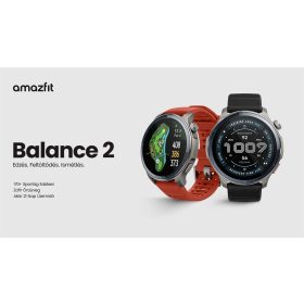 Amazfit Balance 2, Black + Red Silicone strap