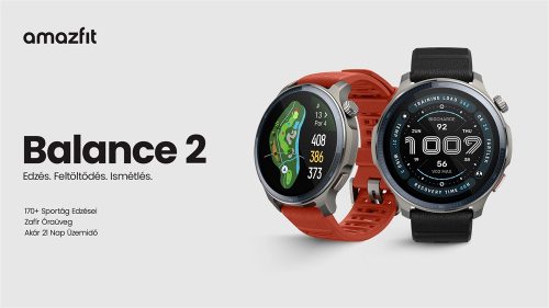 Amazfit Balance 2, Black + Red Silicone strap