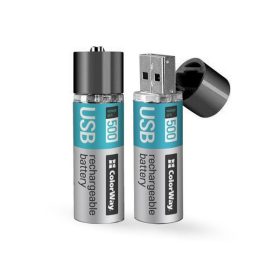 COLORWAY AA újratölthető elem, CW-UBAA-02 Rechargeable Battery USB 1200 mAh 1.5V (2pcs.)   COLORWAY AA újratölthető elem, CW-UBAA-02 Rechargeable Battery USB 1200 mAh 1.5V (2pcs.)