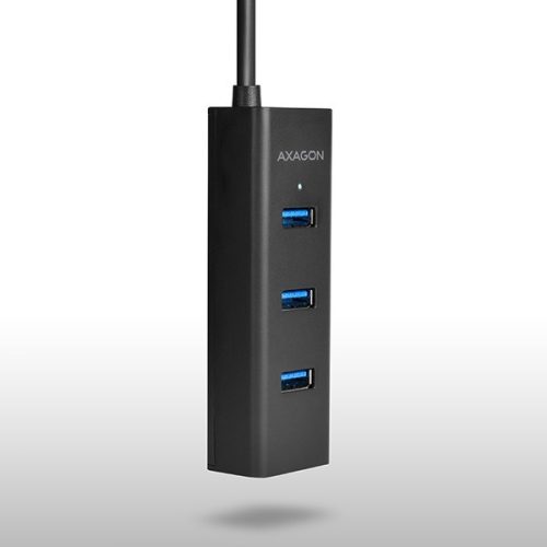 AXAGON HUE-S2BL USB3.0 CHARGING HUB (Négyportos USB 3.0 hub gyors töltéssel és tápellátással. 1,2 méteres kábel)