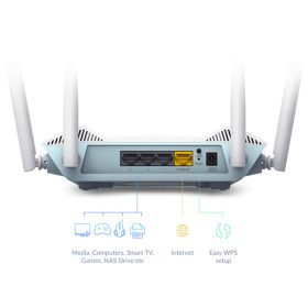 D-LINK Wireless Router Dual Band AX1500 1xWAN(1000Mbps) + 4xLAN(1000Mbps), R15/E   D-LINK Wireless Router Dual Band AX1500 1xWAN(1000Mbps) + 4xLAN(1000Mbps), R15/E