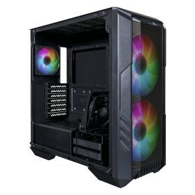 COOLER MASTER Ház Midi ATX HAF 500 ARGB + 4db Ventilátor, Tápegység nélkül, Üvegfalú, fekete   COOLER MASTER Ház Midi ATX HAF 500 ARGB + 4db Ventilátor, Tápegység nélkül, Üvegfalú, fekete