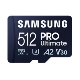 SAMSUNG Memóriakártya, PRO Ultimate microSD 512GB, Class 10, V30, A2, Grade 3 (U3), R200/W130   SAMSUNG Memóriakártya, PRO Ultimate microSD 512GB, Class 10, V30, A2, Grade 3 (U3), R200/W130