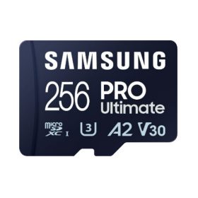 SAMSUNG Memóriakártya, PRO Ultimate microSD with Reader 256GB, Class 10, V30, A2, Grade 3 (U3), R200/W130, +Adapter   SAMSUNG Memóriakártya, PRO Ultimate microSD with Reader 256GB, Class 10, V30, A2, Grade 3 (U3), R200/W130, +Adapter