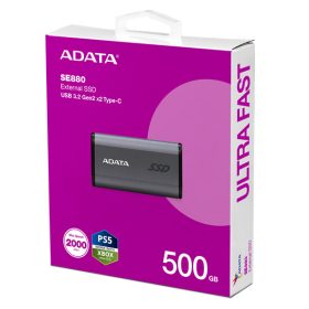 ADATA SSD Külső USB 3.2 500GB SE880 Elite, Szürke ADATA SSD Külső USB 3.2 500GB SE880 Elite, Szürke