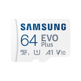 SAMSUNG Memóriakártya, EVO Plus microSDXC kártya, 64GB, UHS-I, U1, V10, A1, + SD Adapter, R160/W   SAMSUNG Memóriakártya, EVO Plus microSDXC kártya, 64GB, UHS-I, U1, V10, A1, + SD Adapter, R160/W