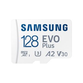 SAMSUNG Memóriakártya, EVO Plus microSDXC kártya ,128GB, UHS-1, U3, V30, A2, + SD Adapter, R160/W   SAMSUNG Memóriakártya, EVO Plus microSDXC kártya ,128GB, UHS-1, U3, V30, A2, + SD Adapter, R160/W