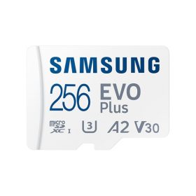SAMSUNG Memóriakártya, EVO Plus microSD kártya (2021) 256GB, CLASS 10, UHS-1, U3, V30, A2, + Adapter, R160/W   SAMSUNG Memóriakártya, EVO Plus microSD kártya (2021) 256GB, CLASS 10, UHS-1, U3, V30, A2, + Adapter, R160/W