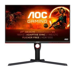 AOC Gaming 180Hz monitor 27" Q27G3XMN/BK, 2560x1440 16:9, 1.000cd/m2, 1ms, 2xHDMI/DisplayPort, áll. mag.,pivot, HDR1000   AOC Gaming 180Hz monitor 27" Q27G3XMN/BK, 2560x1440 16:9, 1.000cd/m2, 1ms, 2xHDMI/DisplayPort, áll. mag.,pivot, HDR1000