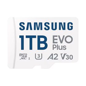 SAMSUNG Memóriakártya, EVO Plus microSDXC kártya, 1TB, UHS-1, U3, V30, A2, + SD Adapter, R160/W   SAMSUNG Memóriakártya, EVO Plus microSDXC kártya, 1TB, UHS-1, U3, V30, A2, + SD Adapter, R160/W