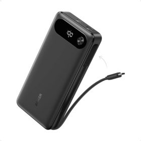 ANKER Powerbank 20000mAh, 65W, 1xUSB-C, 1xUSB-A, Beépített USB-C töltő kábel, fekete - A1383H11   ANKER Powerbank 20000mAh, 65W, 1xUSB-C, 1xUSB-A, Beépített USB-C töltő kábel, fekete - A1383H11