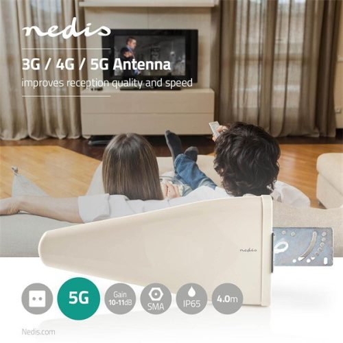 Nedis ANOR5G10WT prémium antenna, 3G / 4G / 5G, beltéri / kültéri, 698 MHz -5000 MHz, 4m, 50 Ohm, fehér