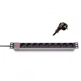 KELINE Elosztópanel 9x250V, kapcsolóval, 1U, 19", 2.5m   KELINE Elosztópanel 9x250V, kapcsolóval, 1U, 19", 2.5m