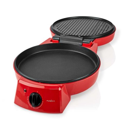 Nedis FCPM100FRD pizza és grillsütő egyben, 30 cm, Állítható hőmérséklet-szabályozás, 1800 W
