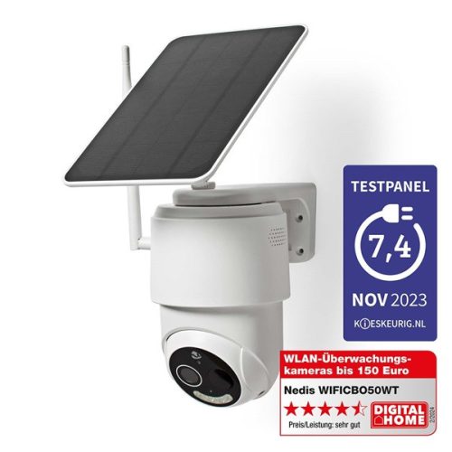 Nedis WIFICBO50WT WIFI kűltéri kamera, full HD 1080p, dönthető, forgatható, IP65, akku 9000 mAh, napelem, mozgásérzékelő