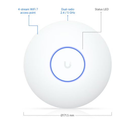 UBiQUiTi Wireless Access Point DualBand 1x2,5Gbps, 5Gbps, 2x2 MU-MIMO, WiFi7, POE nélkül, Falra rögzíthető - U7-LITE