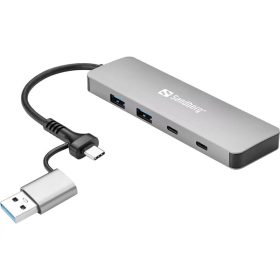 SANDBERG Hub és elosztó, USB-C/A to 2xUSB-A+2xUSB-C Hub