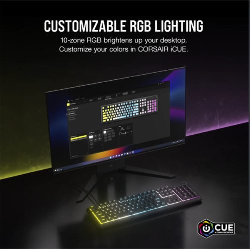 CORSAIR Vezetékes Billentyűzet Gaming, K55 CORE RGB, Médiavezérlő gombok, Cseppálló, US, fekete