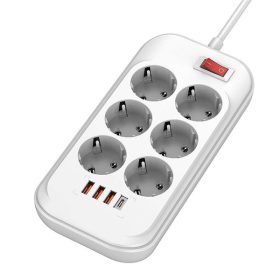 COLORWAY Hálózati elosztó, CW-CHE64PDW, 6 tápcsatlakozó/4USB (C típusú PD20W + 3USB QC3.0) (38W) Fehér 2M   COLORWAY Hálózati elosztó, CW-CHE64PDW, 6 tápcsatlakozó/4USB (C típusú PD20W + 3USB QC3.0) (38W) Fehér 2M