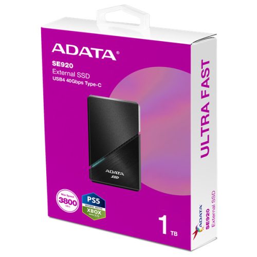 ADATA SSD Külső USB 3.2 1TB SE920 Elite, Fekete