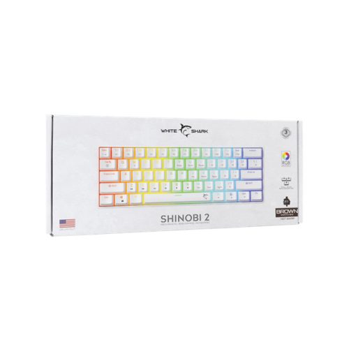 WHITE SHARK GK-004231W/BR-US SHINOBI-2/W-BR-US mech. bill. 61 barna gomb,fekete,angol