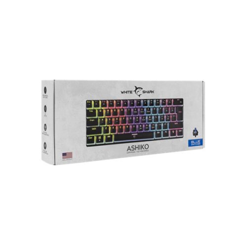 WHITE SHARK GK-2202-2B/BL-US ASHIKO-2/B/BL-US fekete mech.bill. angol, 61 kék kapcs.