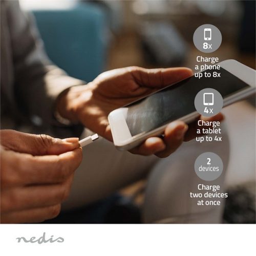 Nedis UPBKPD30000BK powerbank, hordozható külső akkumulátor, power bank 30000mAh