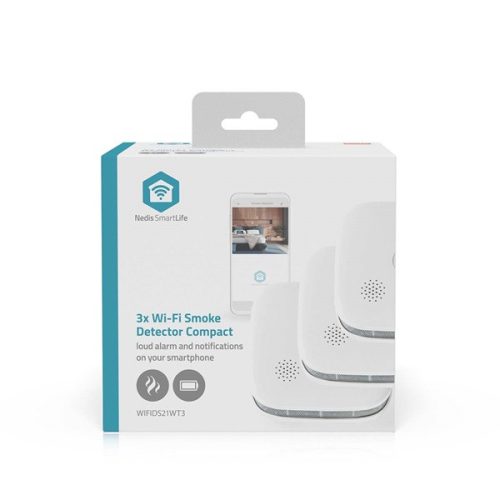 Nedis WWIFIDS21WT3 WIFI füst érzékelő EN 14604, Érzékelő életciklusa: 10 év, 3db/csomag