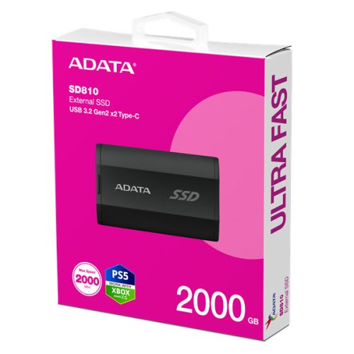 ADATA SSD Külső USB 3.2 2TB SD810, Fekete