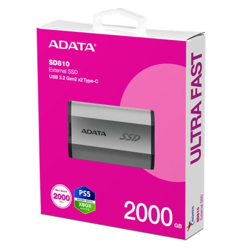 ADATA SSD Külső USB 3.2 2TB SD810, Szürke