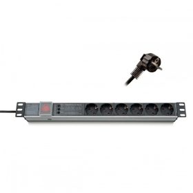 KELINE Elosztópanel 19" 9x250V, kontrol LED visszajelzővel 1U, 2,3m C14 csatlakozóval   KELINE Elosztópanel 19" 9x250V, kontrol LED visszajelzővel 1U, 2,3m C14 csatlakozóval