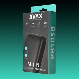 AVAX Powerbank USB-C 20W 10000mAh, fekete AVAX Powerbank USB-C 20W 10000mAh, fekete
