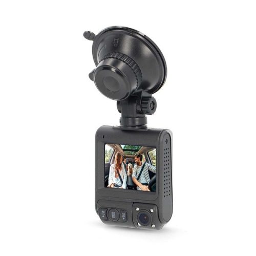 Nedis DCAM2024BK fedélzeti menetrögzítő kamera (dash cam), 4K@30fps, 12 MPixel, Wi-Fi, LCD, dupla kamera, GPS