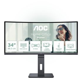   AOC ívelt monitor 34" CU34P3CV, 3440x1440, 21:9, 300cd/m2, 1ms, HDMIx2/DisplayPort/USBx4/USB-C/RJ45