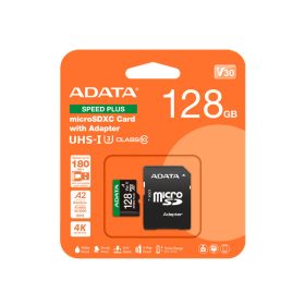 ADATA Memóriakártya MicroSDXC 128GB + Adapter SPEED PLUS UHS-I U3 (180/160)   ADATA Memóriakártya MicroSDXC 128GB + Adapter SPEED PLUS UHS-I U3 (180/160)
