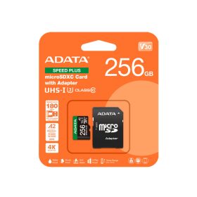 ADATA Memóriakártya MicroSDXC 256GB + Adapter SPEED PLUS UHS-I U3 (180/160)   ADATA Memóriakártya MicroSDXC 256GB + Adapter SPEED PLUS UHS-I U3 (180/160)