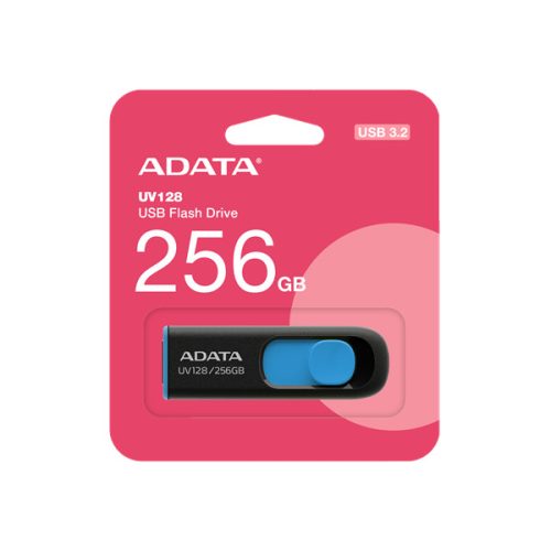 ADATA Pendrive 256GB, UV128 USB 3.2, Fekete-kék