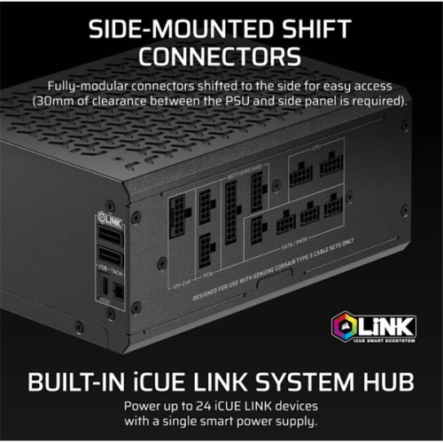 CORSAIR Tápegység Moduláris, iCUE LINK HXi SHIFT Series HX1200i SHIFT, 1200W, Cybenetics Platinum