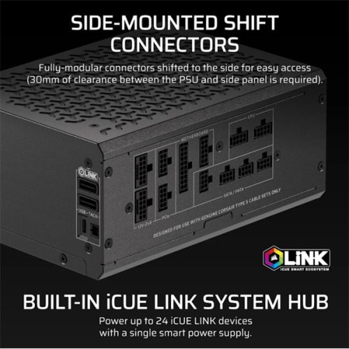 CORSAIR Tápegység Moduláris, iCUE LINK HXi SHIFT Series HX1500i SHIFT, 1500W, Cybenetics Platinum