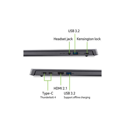 ACER Aspire A16-71M-77CC, 16" WUXGA, OLED, Intel Core Ultra 7 155H, 16GB, 1TB SSD, UMA, DOS, acélszürke