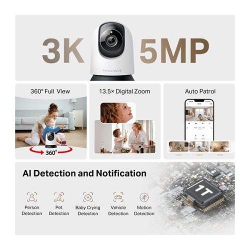 MERCUSYS Wireless Kamera Cloud beltéri éjjellátó AI támogatás, MC230