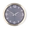 Nedis CLWA5226SS falióra, 30 cm átmérő,  rozsdamentes acél, csendes szerkezet: óra, hőmérő, páratartamom mérő