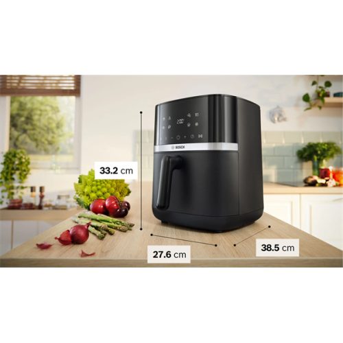 BOSCH MAFS2462B Serie 4 Forrólevegős sütő, 2050W, 6,1L,  9 automata program, Fekete