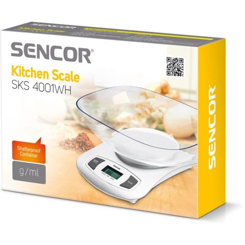 SENCOR SKS 4001WH Tálas konyhai mérleg 5kg-ig, Fehér