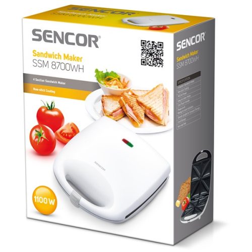 SENCOR SSM 8700WH Szendvicssütő, 1100W, Fehér