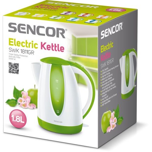 SENCOR SWK 1811GR Vízforraló, 1,8L, 2000W, Fehér/Zöld